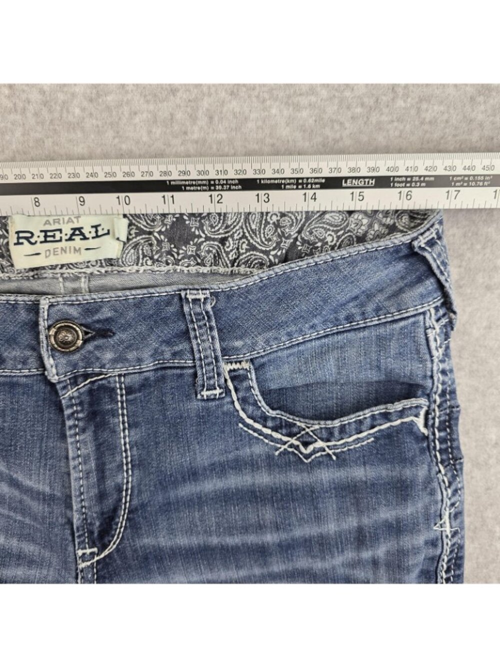 Ariat REAL Jeans Womens 33x33 Bootcut Blue Mid Rise Stretch Western Denim - Picture 6 of 11